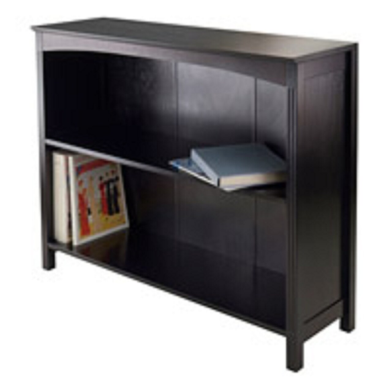 Contemporary Home Living 30" Espresso Black Wooden Storage Shelf or Bookcase with Three Tier Wide
